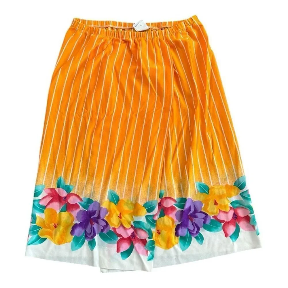 Vintage Floral Fiesta Wrap Skirt Sateen Sz M